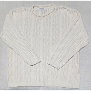 Cherokee Roll Neck Grey Sweater  Fisherman 100% Cotton Women's Sz XL Vintage USA